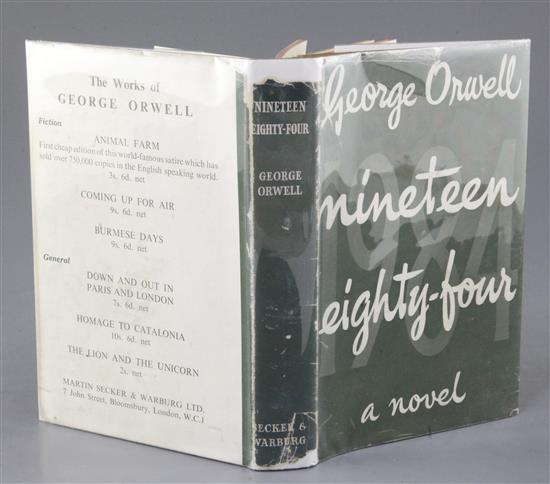 Orwell, George - Nineteen Eighty Four, 1st edition, 8vo, original green cloth, faded, in dj, London 1949